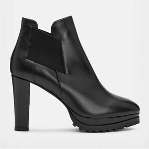 NWOB Allsaints Sarris Black Leather High Heel Booties